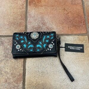 Jesse James, Western fashion, wallet/clutch / crowsbody , rhinestones, and studs
